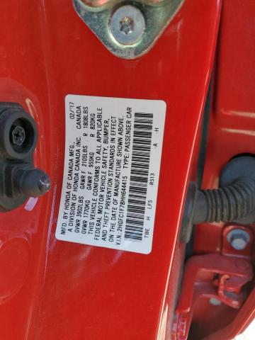 2HGFC1F78HH644415 - 2017 HONDA CIVIC EXL 红色 照片 12