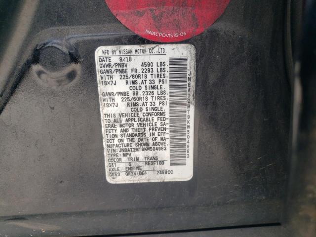 JN8AT2MT9KW504983 - 2019 NISSAN ROGUE S BLACK photo 13