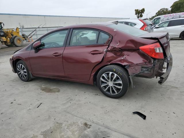 2HGFB2F57CH593537 - 2012 HONDA CIVIC LX BURGUNDY photo 2