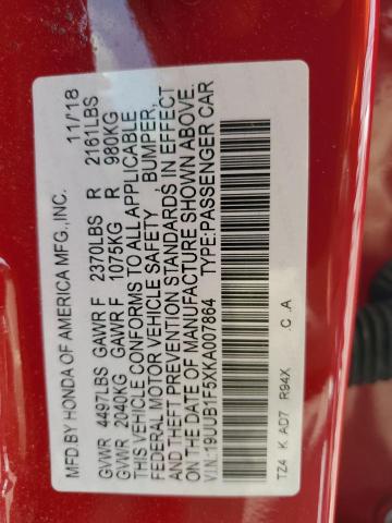 19UUB1F5XKA007864 - 2019 ACURA TLX TECHNOLOGY 栗色 照片 12