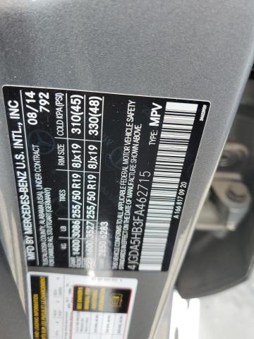 4JGDA5HB3FA462715 - 2015 MERCEDES-BENZ ML 350 4MATIC GRAY photo 10