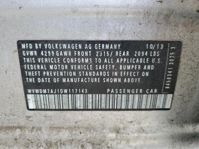 WVWDM7AJ1DW117143 - 2013 VOLKSWAGEN GOLF SILVER photo 12