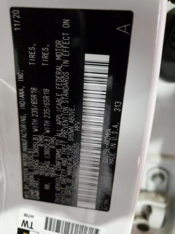 5TDGZRBH5MS069605 - 2021 TOYOTA HIGHLANDER XLE WHITE photo 13