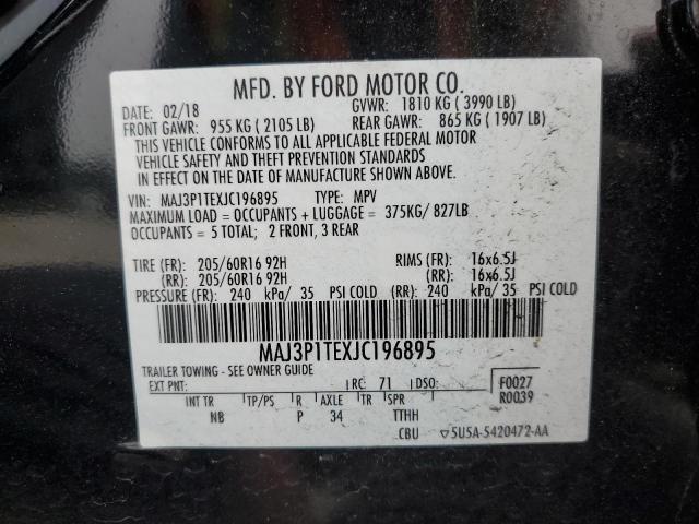 MAJ3P1TEXJC196895 - 2018 FORD ECOSPORT SE Noir photo 12