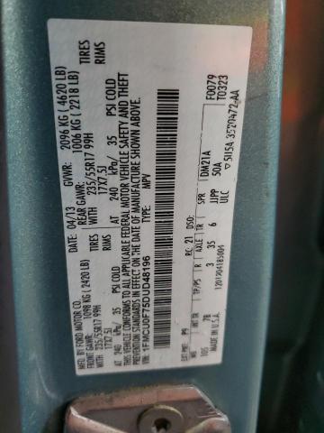 1FMCU0F75DUD48196 - 2013 FORD ESCAPE S BLUE photo 13