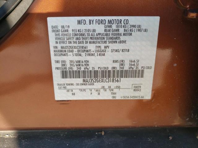 MAJ3S2GEXLC318561 - 2020 FORD ECOSPORT SE ORANGE photo 13