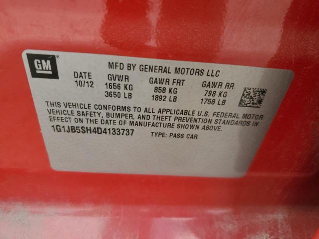 1G1JB5SH4D4133737 - 2013 CHEVROLET SONIC LS RED photo 12