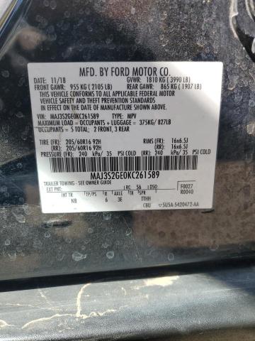 MAJ3S2GE0KC261589 - 2019 FORD ECOSPORT SE შავი ფოტო 13