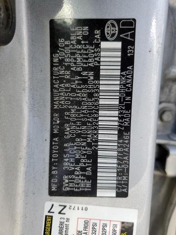 2T1KR32E87C638358 - 2007 TOYOTA COROLLA MA XR SILVER photo 12