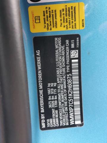 WMWXP7C51K2H60875 - 2019 MINI COOPER S BLUE photo 12