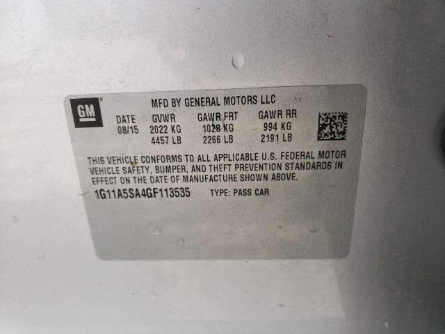 1G11A5SA4GF113535 - 2016 CHEVROLET MALIBU LIM LS SILVER photo 12