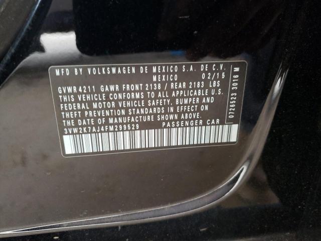 3VW2K7AJ4FM299529 - 2015 VOLKSWAGEN JETTA BASE 黑色 照片 12
