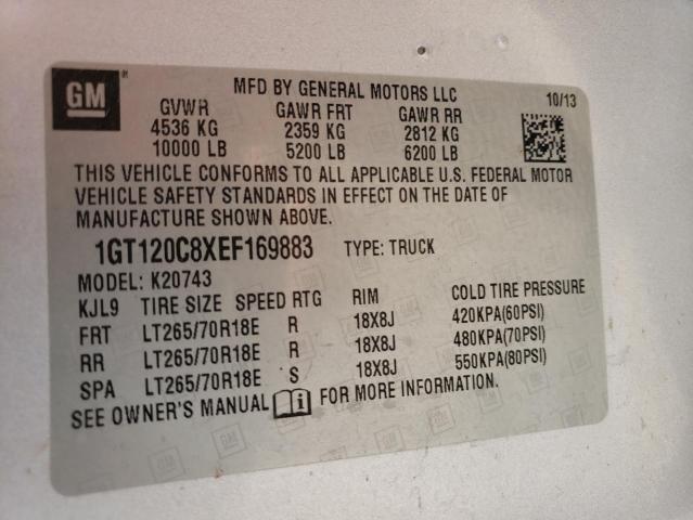 1GT120C8XEF169883 - 2014 GMC SIERRA K2500 SLE SILVER photo 12