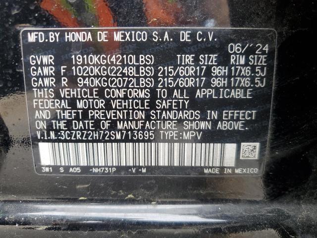 3CZRZ2H72SM713695 - 2025 HONDA HR-V EXL BLACK photo 13