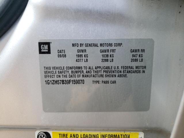 1G1ZH57B39F159070 - 2009 CHEVROLET MALIBU 1LT SILVER photo 12