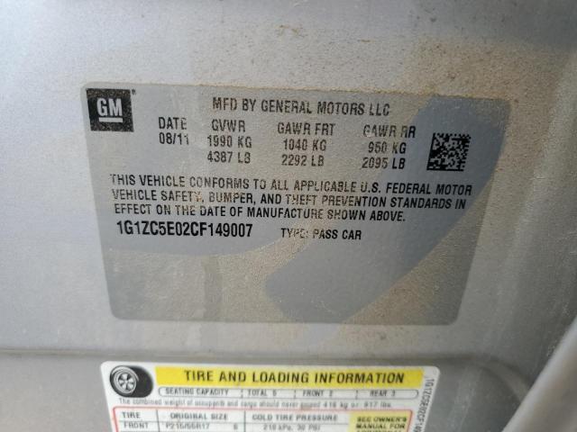 1G1ZC5E02CF149007 - 2012 CHEVROLET MALIBU 1LT 银色 照片 12