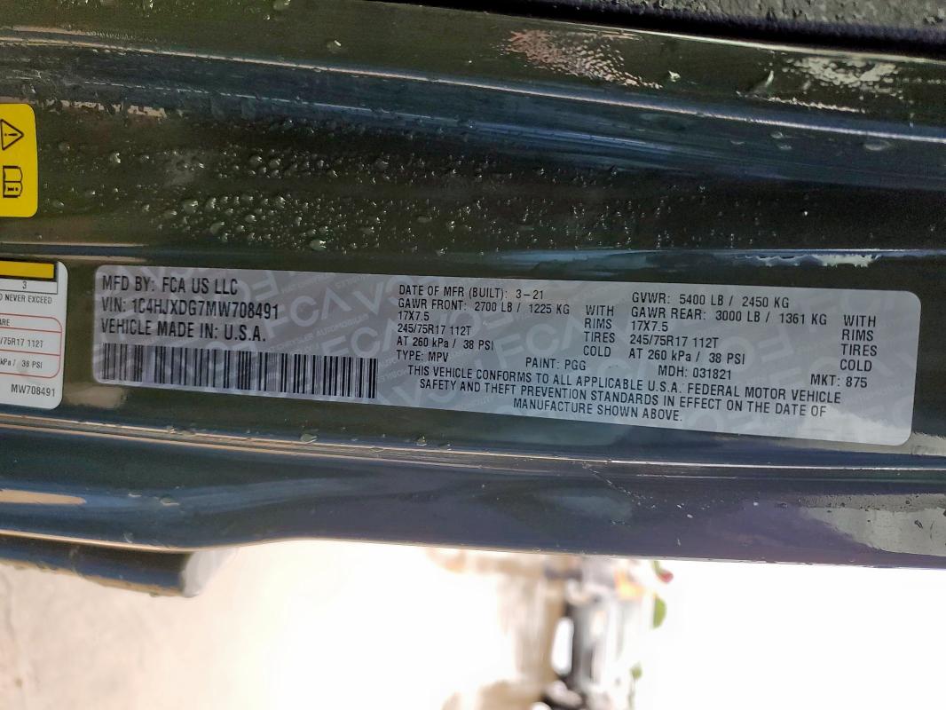 1C4HJXDG7MW708491 - 2021 JEEP WRANGLER U SPORT Grün Foto 13