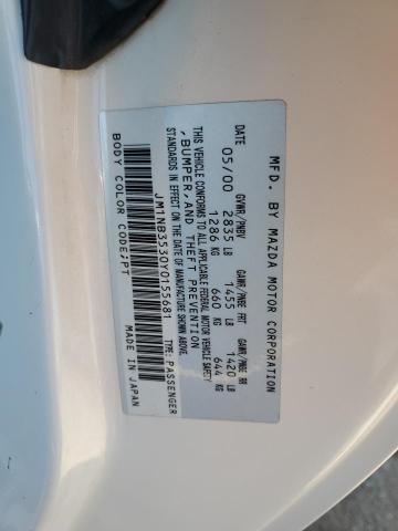 JM1NB3530Y0155681 - 2000 MAZDA MX-5 MIATA BASE WHITE photo 12