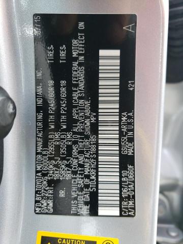 5TDJKRFH2FS188185 - 2015 TOYOTA HIGHLANDER XLE Plata foto 12