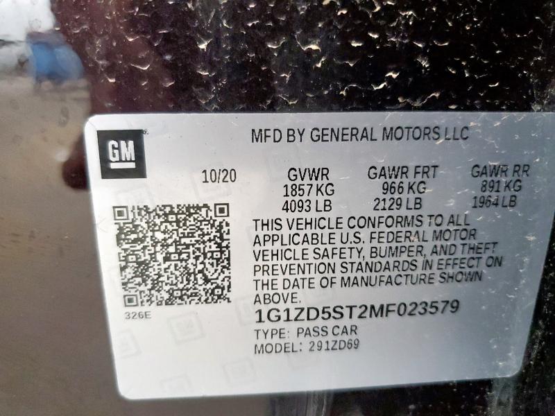 1G1ZD5ST2MF023579 - 2021 CHEVROLET MALIBU LT MAROON photo 12