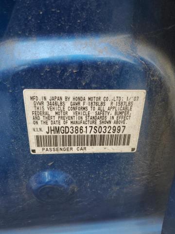 JHMGD38617S032997 - 2007 HONDA FIT S 蓝色 照片 13