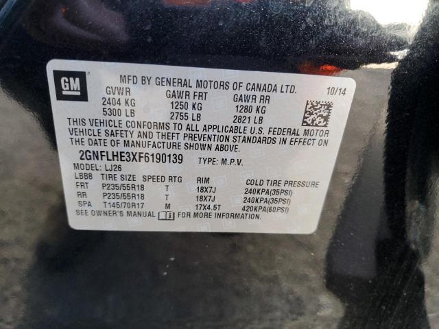 2GNFLHE3XF6190139 - 2015 CHEVROLET EQUINOX LTZ BLACK photo 12