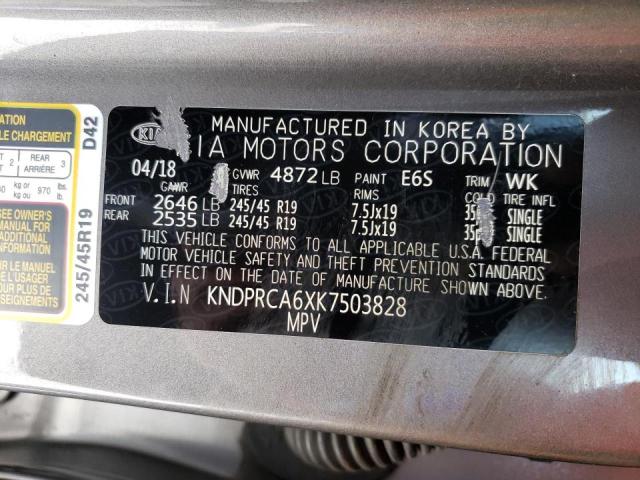 KNDPRCA6XK7503828 - 2019 KIA SPORTAGE SX GRAY photo 13