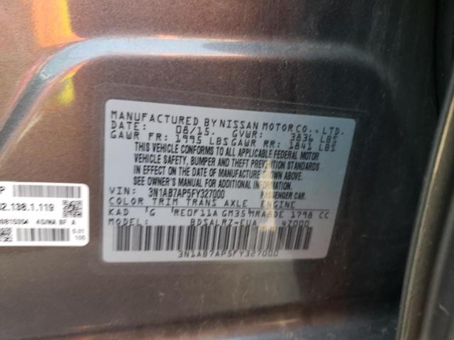 3N1AB7AP5FY327000 - 2015 NISSAN SENTRA S GRAY photo 12