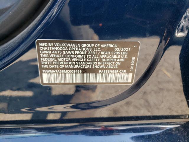 1VWMA7A38MC008459 - 2021 VOLKSWAGEN PASSAT R-LINE შავი ფოტო 13