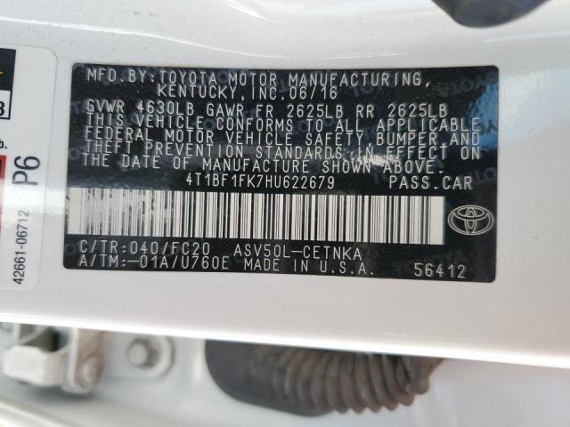 4T1BF1FK7HU622679 - 2017 TOYOTA CAMRY /LE/ LE WHITE photo 12