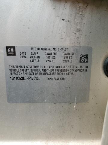 1G11C5SL6FF170135 - 2015 CHEVROLET MALIBU 1LT 金色 照片 12
