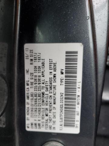 5J6TF2H56DL005242 - 2013 HONDA CROSSTOUR EXL ნაცრისფერი ფოტო 12