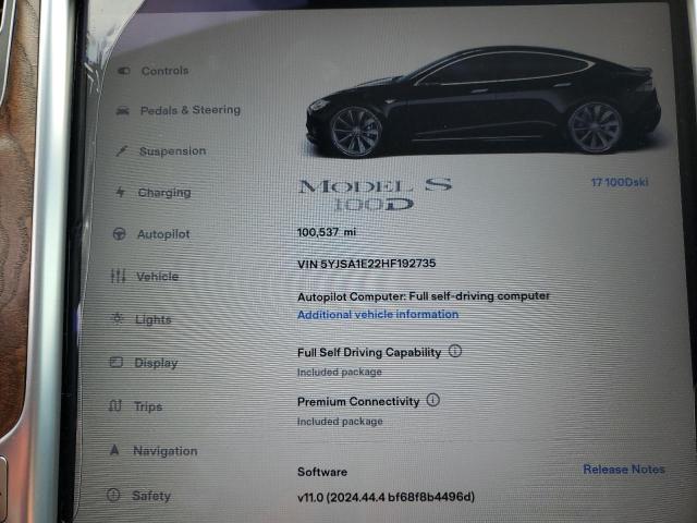 5YJSA1E22HF192735 - 2017 TESLA MODEL S BLACK photo 9