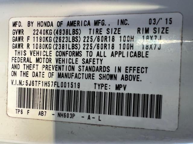 5J6TF1H57FL001519 - 2015 HONDA CROSSTOUR EXL თეთრი ფოტო 14