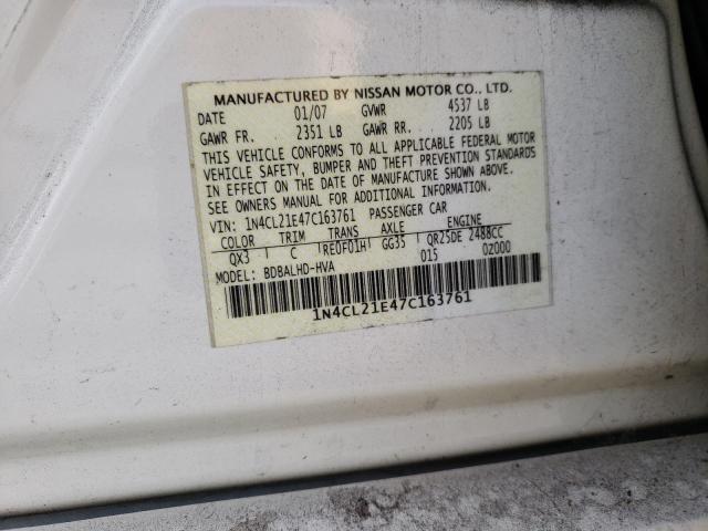 1N4CL21E47C163761 - 2007 NISSAN ALTIMA HYBRID WHITE photo 13