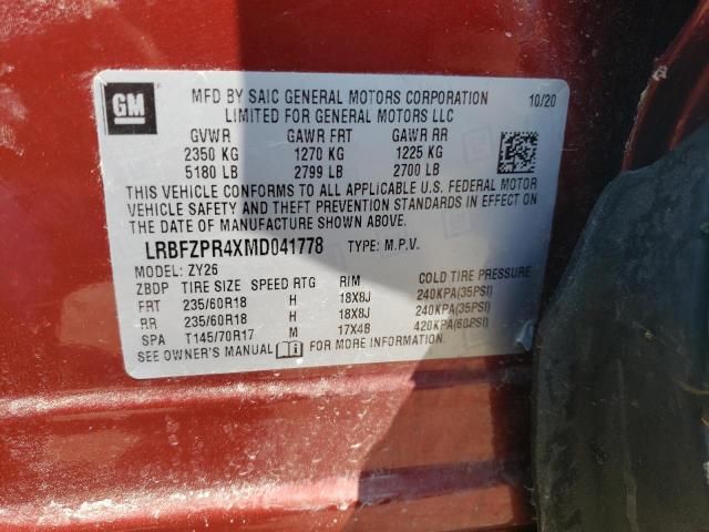 LRBFZPR4XMD041778 - 2021 BUICK ENVISION ESSENCE RED photo 14