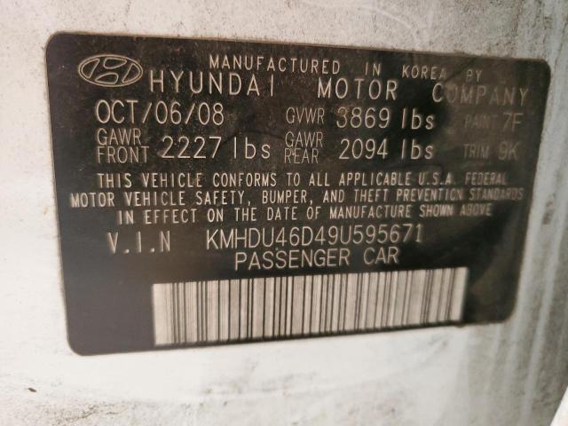 KMHDU46D49U595671 - 2009 HYUNDAI ELANTRA GLS WHITE photo 13