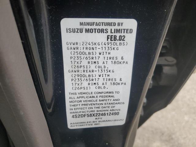 4S2DF58X224612490 - 2002 ISUZU AXIOM XS Qara foto 12