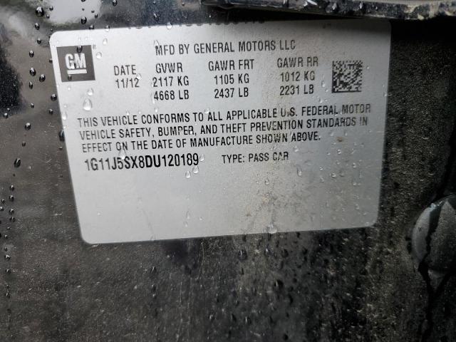 1G11J5SX8DU120189 - 2013 CHEVROLET MALIBU LTZ შავი ფოტო 12
