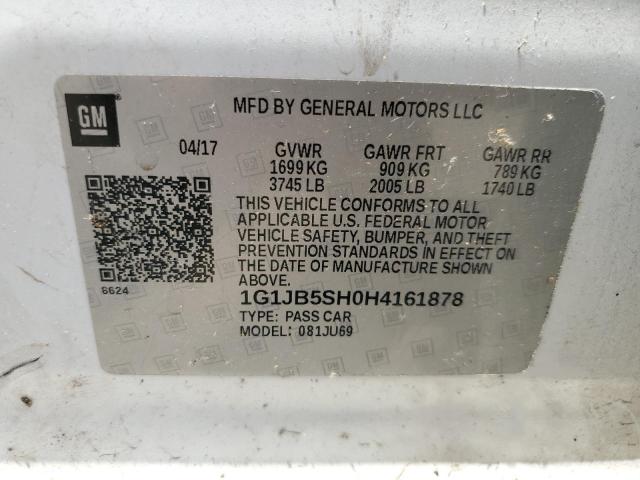 1G1JB5SH0H4161878 - 2017 CHEVROLET SONIC LS WHITE photo 12