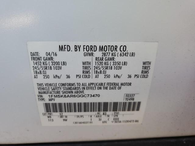 1FM5K8AR6GGC73470 - 2016 FORD EXPLORER POLICE INTERCEPTOR 白色 照片 13