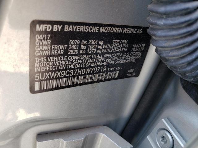 5UXWX9C37H0W70719 - 2017 BMW X3 XDRIVE28I SILVER photo 12