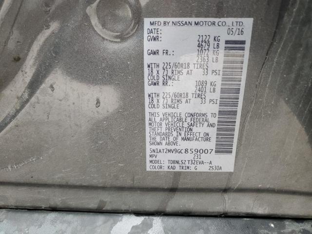 5N1AT2MV9GC859007 - 2016 NISSAN ROGUE S GRAY photo 13