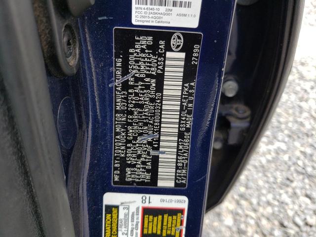 4T1BK1EB8DU032420 - 2013 TOYOTA AVALON BASE 蓝色 照片 12