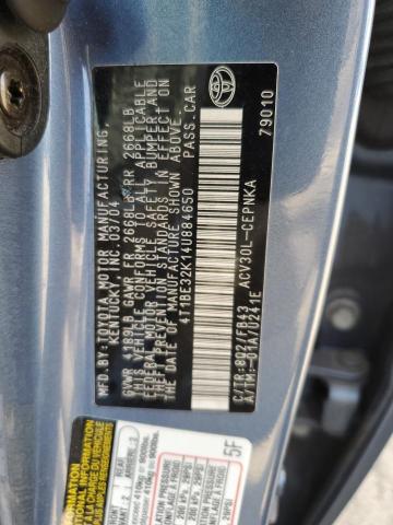 4T1BE32K14U884650 - 2004 TOYOTA CAMRY LE 蓝色 照片 12
