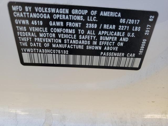 1VWDT7A33HC075132 - 2017 VOLKSWAGEN PASSAT R-LINE თეთრი ფოტო 12