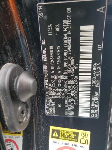 5TDJKRFH0ES043760 - 2014 TOYOTA HIGHLANDER XLE BLACK photo 13