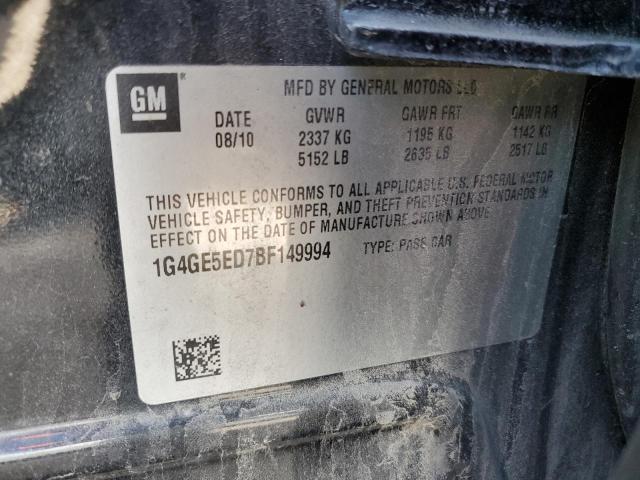 1G4GE5ED7BF149994 - 2011 BUICK LACROSSE CXS Սև լուսանկար 12