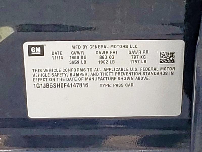 1G1JB5SH0F4147816 - 2015 CHEVROLET SONIC LS BLACK photo 12