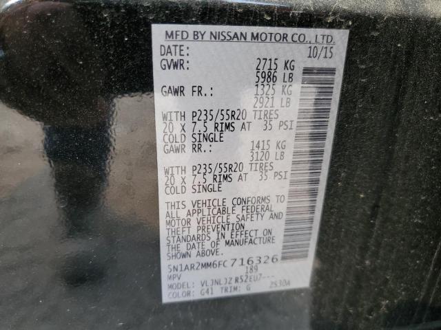5N1AR2MM6FC716326 - 2015 NISSAN PATHFINDER S BLACK photo 13